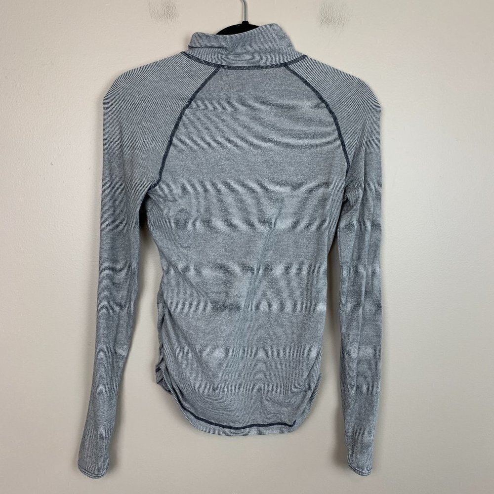 Lucy Grey Micro Striped 3/4 Zip Rouched Sides Pullover - Size XS - Picture 3 of 3